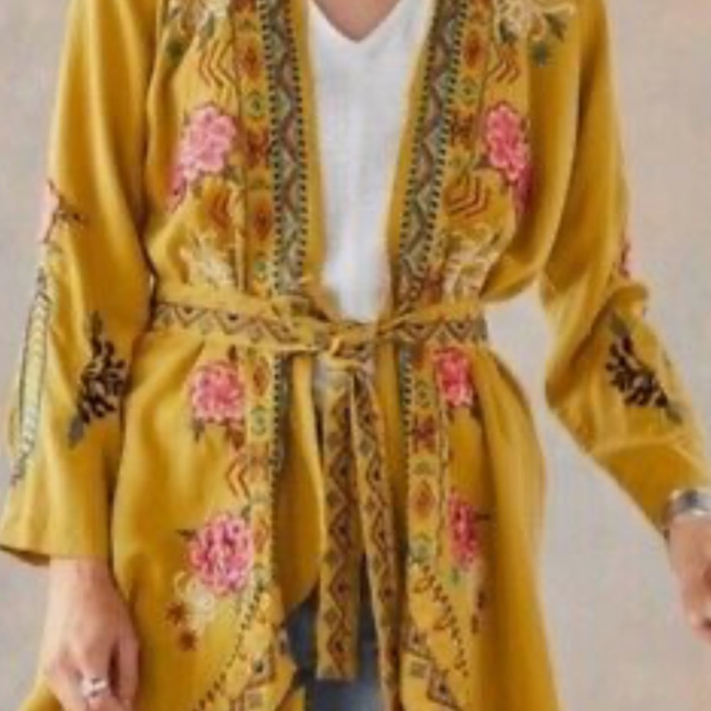 DRIFTWOOD Mustard Floral Embroidered Jacket
